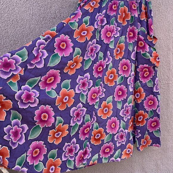 Vintage Young Edwardian Purple Floral Circle Maxi Skirt - Picture 3 of 13